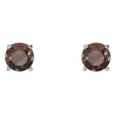 14K White 5 mm Natural Smoky Quartz Earrings